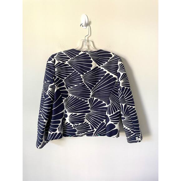 J. Crew Open Front Blazer Blue Cream Size 4 - Picture 2 of 7